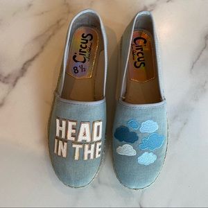 SAM EDELMAN Circus Head In The Clouds Leni Espadrille Flats Denim Chambray